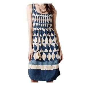 MAEVE‎ Anthropologie Castalia Smocked Geometric Sleeveless Dress Womens Size 4